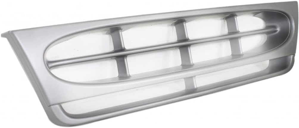 Front Grille Painted Silver Shell And Insert Plastic Direct Replacement Compatible With 1997-2004 Ford E-Series FO1200338 F8UZ8200BAA