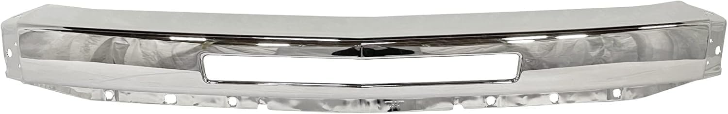 Front Bumper Impact Bar Chrome + Lower Valance + Extension + End Caps Left Driver & Right Passenger Side Direct Replacement Compatible With 2007-2013 Chevrolet Silverado 1500