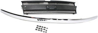 Front Grille Painted Black Shell And Insert With Chrome Center Bar Direct Replacement Compatible With 2002-2009 Chevrolet Trailblazer GM1200477 10358128