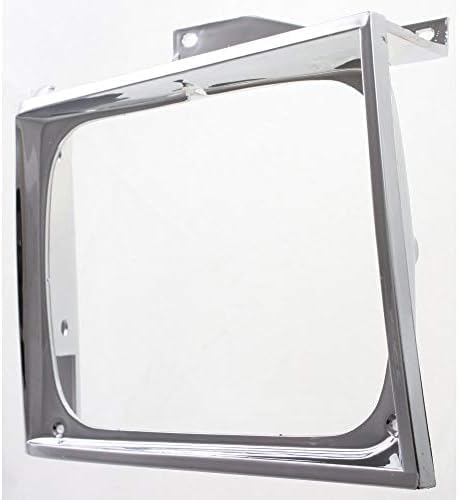Set Of 2 Front Head Light Door Bezel Chrome Left Driver & Right Passenger Side Direct Replacement Compatible With 1982-1990 Chevrolet S10 Pickup GM2513121 GM2512121 15591586 15591585