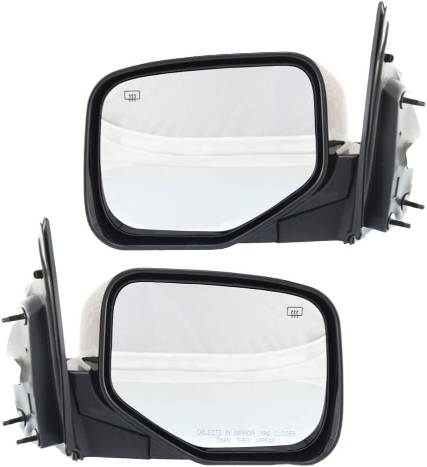 Set Of 2 Front Power Mirror Manual Folding Heated Primed Plastic Right Passenger & Left Driver Side Direct Replacement Compatible With 2006-2014 Honda Ridgeline HO1320232 HO1321232