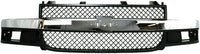 Front Bumper Face Bar Chrome + Grille + Upper Cover + Lower Valance Textured Direct Replacement Compatible With 2003-2014 Chevrolet Express/GMC Savana 1500/2003-2017 2500 3500
