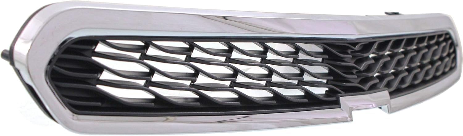 Front Upper Grille Chrome Shell With Textured Black Insert Direct Replacement Compatible With 2013-2015 Chevrolet Spark GM1200657 95078754