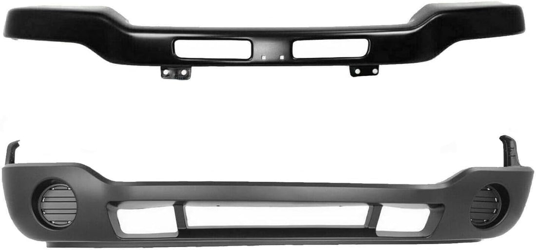 Front Bumper Steel With Brackets + Lower Valance Primed without Fog Light Holes Direct Replacement Compatible With GMC Sierra 1500 2500HD 3500 2003-2006 GM1000685 GM1002464