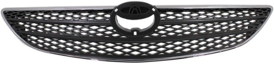 Front Grille Assembly Chrome Shell & Painted Silver Insert Plastic Direct Replacement Compatible With 2002-2004 Toyota Camry TO1200237 53101AA030