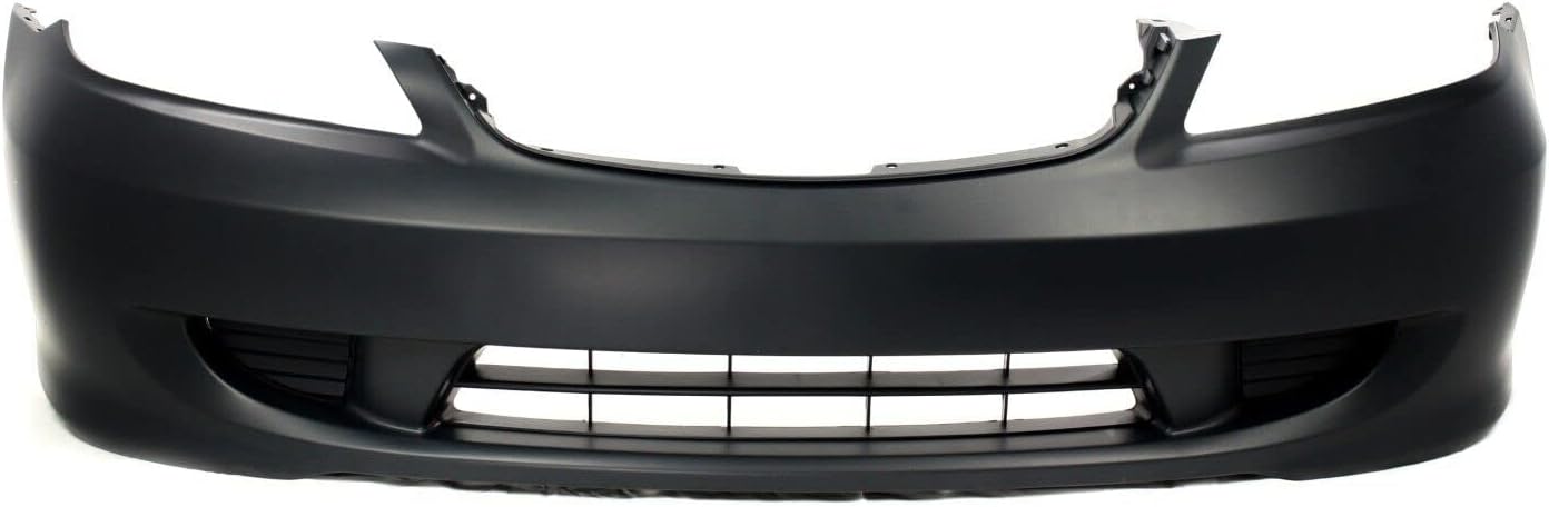 Front Bumper Cover Primed + Grille Painted Black Shell & Insert Direct Replacement Compatible With 2004-2005 Honda Civic HO1000216 HO1200164 04711S5AA91ZZ 71122S5AA00ZB