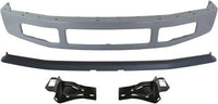 Front Bumper Primed Steel + Upper Molding + Lower Valance Spoiler Textured + Mounting Bracket Left & Right Side Direct Replacement Compatible With 2008-10 Ford F-250 F-350 Super Duty