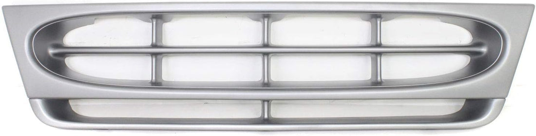 Front Grille Painted Silver Shell And Insert Plastic Direct Replacement Compatible With 1997-2004 Ford E-Series FO1200338 F8UZ8200BAA