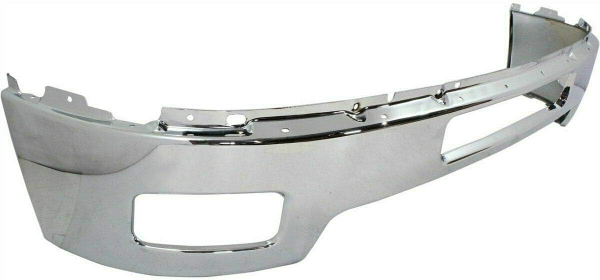 Front Bumper Chrome + Fog Lights Assembly + Impact Brackets Left Driver & Right passenger Side Direct Replacement Compatible With 2011-2014 Chevrolet Silverado 2500HD 3500HD GM1002837