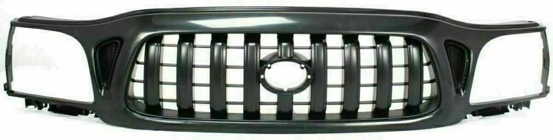 Front Bumper Primed + Grille + Upper Filler + Lower Valance Panel + Brackets Left Driver & Right Passenger Side Direct Replacement Compatible With Toyota Tacoma 2001-2004 TO1095196