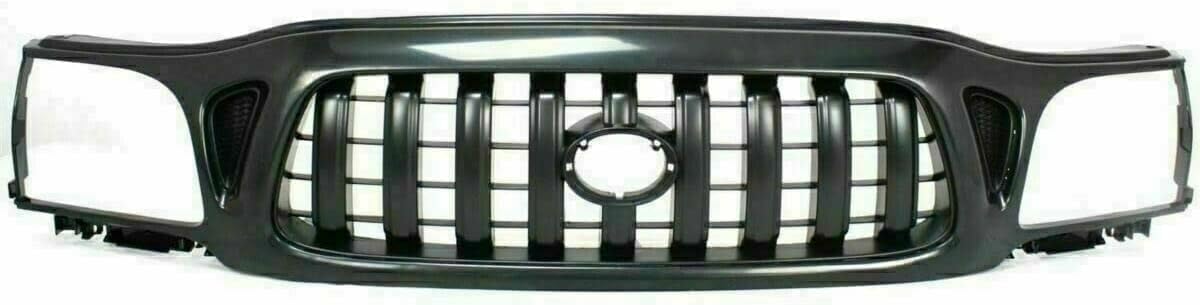 Front Bumper Primed + Grille + Upper Filler + Lower Valance Panel + Brackets Left Driver & Right Passenger Side Direct Replacement Compatible With Toyota Tacoma 2001-2004 TO1095196