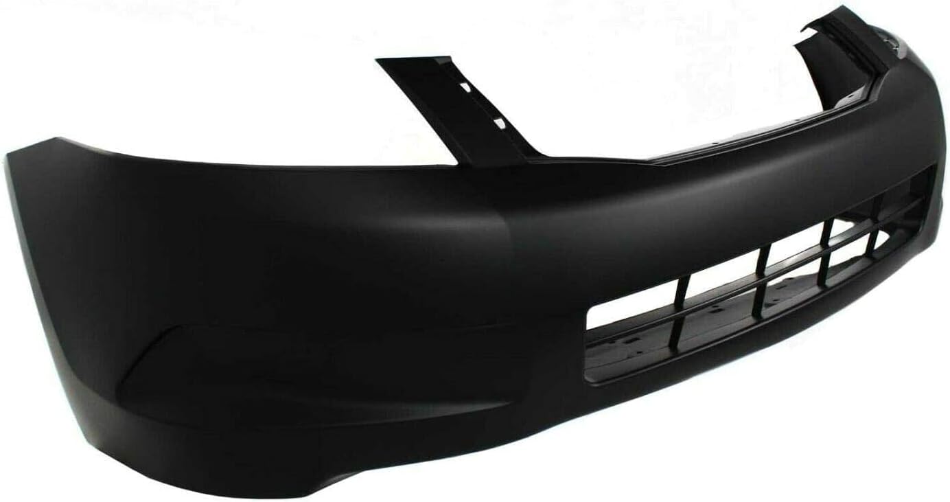 Front Bumper Cover Primed + Grille Primed Shell & Insert with Chrome Molding Direct Replacement Compatible with 2008-2010 Honda Accord