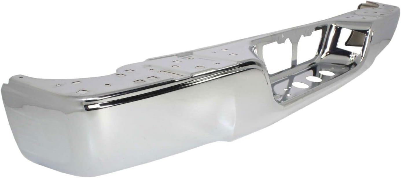 AUTOS PARTS PLUS Rear Bumper Face Bar Chrome Steel + Step Pad Textured + Extensions Right Passenger & Left Driver Side Direct Replacement Compatible With 2007-2013 Toyota Tundra TO1102244 TO1191101