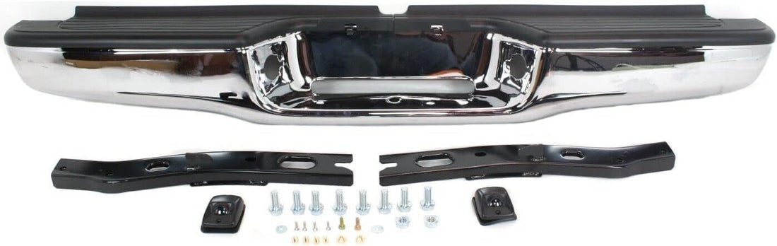 Rear Bumper Chrome Steel With Mounting Brackets Direct Replacement Compatible With 1995-2004 Toyota Tacoma TO1102250 002283598113