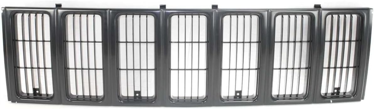 Front Header Panel Thermoplastic + Grille + Headlight Door Bezel Direct Replacement Compatible With 1997-2001 Jeep Cherokee CH1220115 CH1200208 CH2513157 CH2512157 55055233AF
