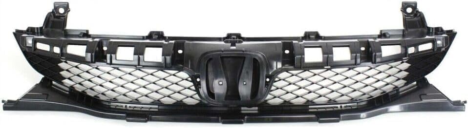 Front Bumper Upper & Lower Grille Assembly + Molding Chrome + Fog Lights Cover Left Driver & Right Passenger Side Direct Replacement Compatible With 2009-2011 Honda Civic HO1200198