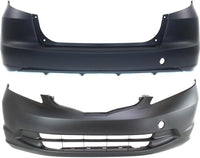 Front & Rear Bumper Cover Primed Plastic Direct Replacement Compatible With 2009-2014 Honda Fit HO1000265 HO1100255 04711TK6A80ZZ 04715TK6A91ZZ