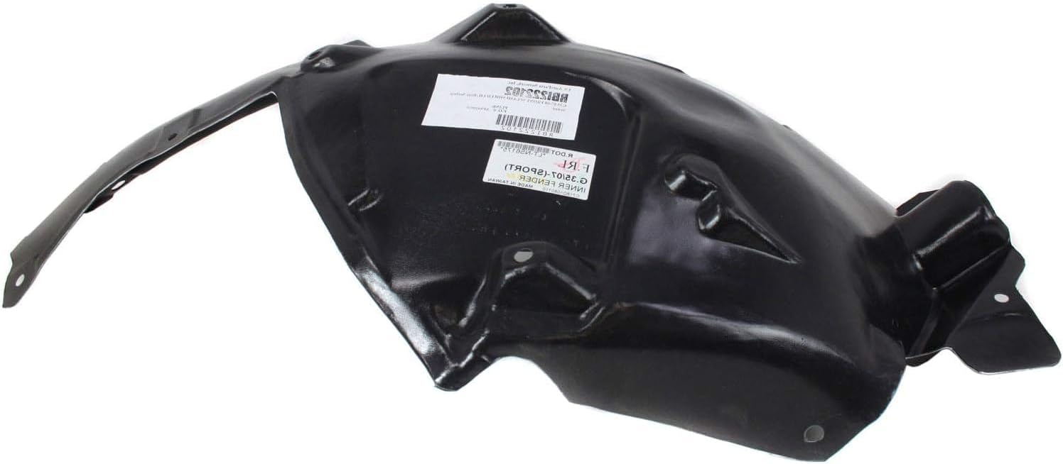 Front Section Fender Liner Right Passenger Side Direct Replacement Compatible With 2007-2008 Infiniti G35 / 2009-2013 G37 IN1249119 63844JK30A