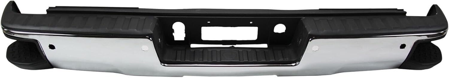 Rear Step Bumper Assembly Chrome Steel Without Sensor & With Corner Holes Direct Replacement Compatible With 2014-2018 Chevrolet Silverado/GMC Sierra 1500 GM1103176 23154012