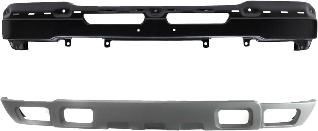 Front Bumper Face Bar Primed Without Bracket And Cap + Lower Valance Textured Direct Replacement Compatible With 2003-2006 Chevrolet Silverado 1500 2500HD 3500 GM1092173 GM1002417