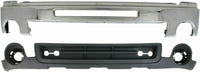 Front Front Bumper Chrome with Air Hole + Lower Valance Air Deflector Primed Direct Replacement Compatible With GMC Sierra 2500HD 3500HD 2007-2010 GM1092218 GM1002834