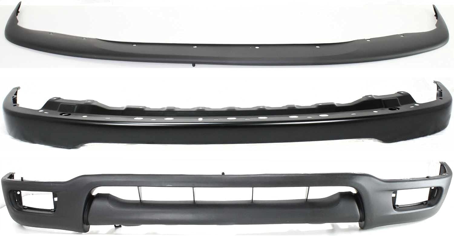 Front Bumper Steel + Upper Filler + Lower Valance + Signal Light Assembly Right Passenger & Left Driver Side Direct Replacement Compatible With Toyota Tacoma 2001-04 TO1095196