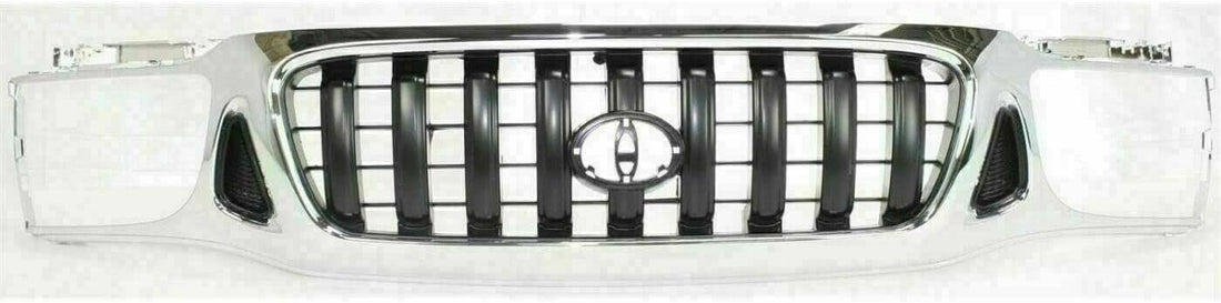 Front Grille Chrome Shell/Painted Dark Gray Insert Direct Replacement Compatible With 2001-2004 Toyota Tacoma TO1200248 5310004240