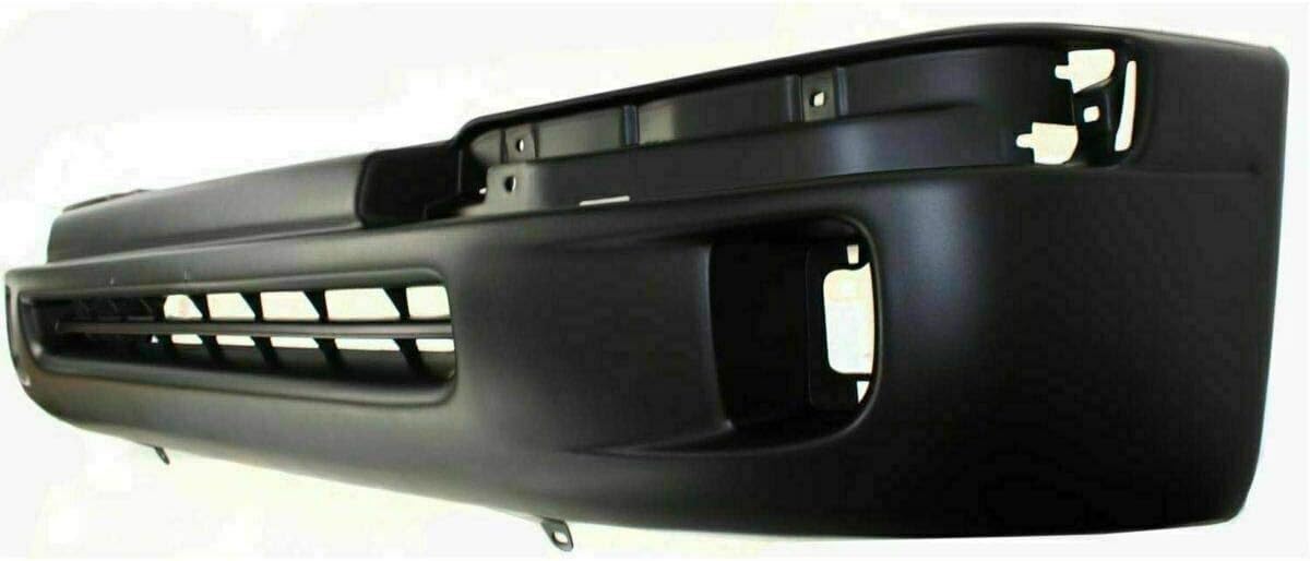 Front Bumper Textured + Reinforcement Steel + End Caps Chrome + Set Of 4 Bracket Left & Right Side Direct Replacement Compatible With 1998-2000 Toyota Tacoma TO1043104