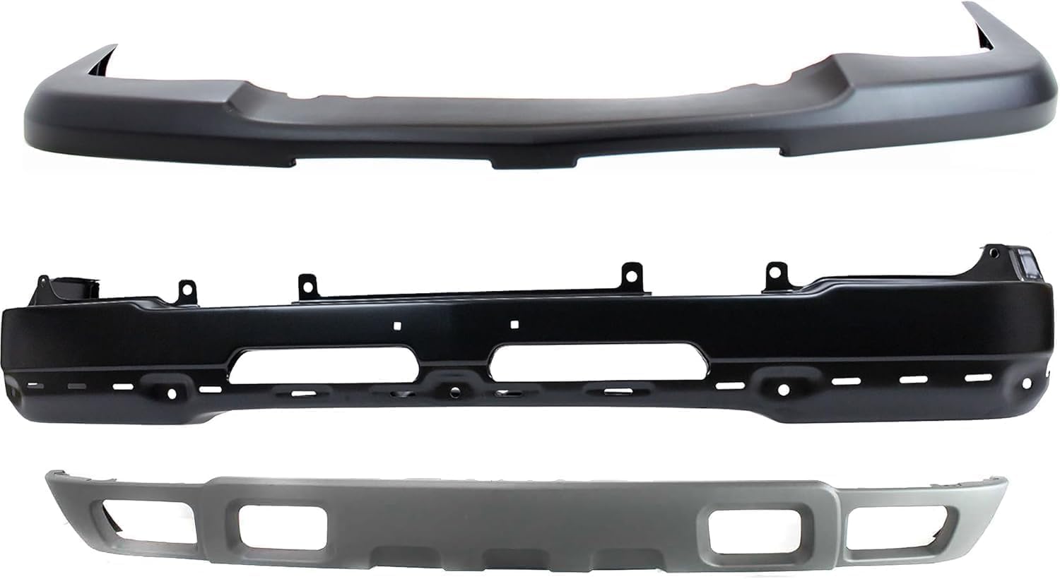 Front Bumper Primed Steel + Grille + Upper Cover + Lower Valance + Brackets + Headlights + Fog Lamps Left & Right Direct Replacement Compatible With 2003-2006 Chevrolet Silverado 1500