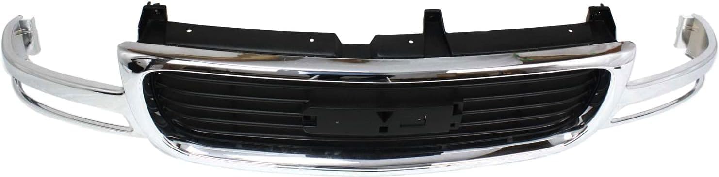 Front Grille Chrome Shell/Painted Black Insert Direct Replacement Compatible With 1999-2002 GMC Sierra 1500 2500/2000-2006 Yukon GM1200430 19130787