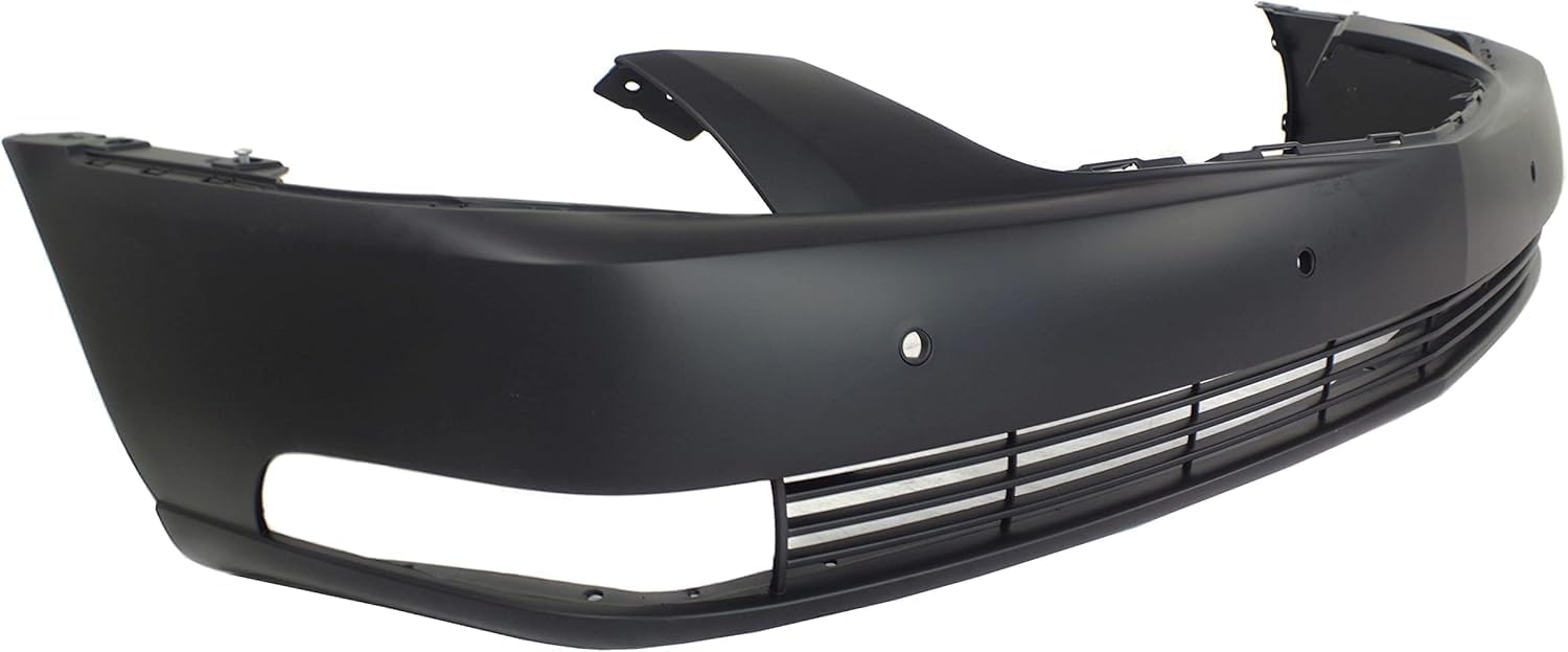 Front Bumper Cover Primed Plastic + Fog Lights Left Driver & Right Passenger Side Direct Replacement Compatible With 2006-2011 Cadillac DTS