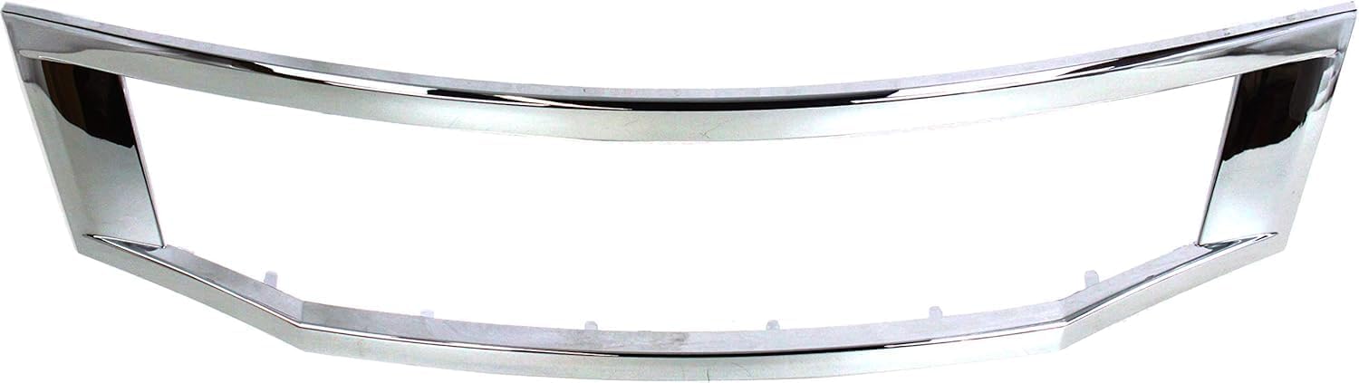 Front Bumper Cover Primed + Grille Shell & Insert With Chrome Molding + Head Lights Left Driver And Right Passenger Side Direct Replacement Compatible With 2008-2010 Honda Accord