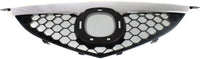 Front Bumper Upper Grille Textured Gray Shell And Insert With Chrome Bar Direct Replacement Compatible With 2007-2009 Mazda 3 MA1200186 BR5H50710C