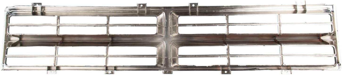 Front Grille Insert Chrome Plastic + Headlight Bezels Painted Silver Right Passenger & Left Driver Side Direct Replacement Compatible With Dodge Full Size Pickup 1986-1990 CH1200103