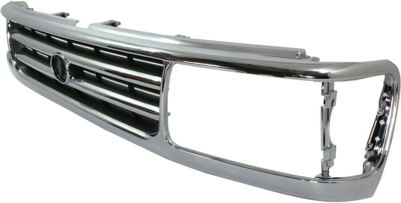 Front Grille Assembly Chrome Shell With Primed Insert Plastic Direct Replacement Compatible With 1993-1998 Toyota T100 TO1200192 5311134021