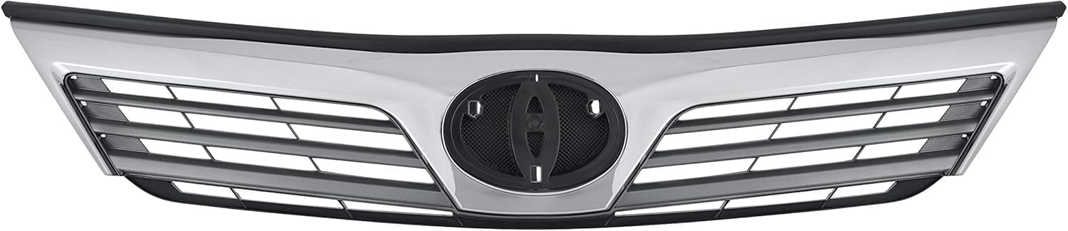 Front Upper & Lower Grille + Headlights + Fog Light Covers Primed Left Driver & Right Passenger Side Direct Replacement Compatible With 2012-2014 Toyota Camry TO1200344 TO1036128