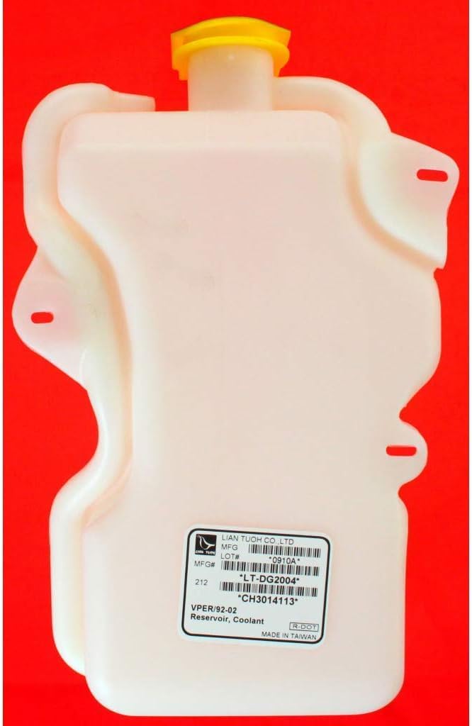 Front Coolant Reservoir With Cap Direct Replacement Compatible With 1978-1993 Dodge Ram / 1992-2002 Viper CH3014113 52027784