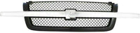 Front Bumper Chrome + Grille + Upper Cover + Lower Valance Textured + Brackets + Headlights + Fog Lamps Left & Right Direct Replacement Compatible With 2003-2006 Chevy Silverado 1500