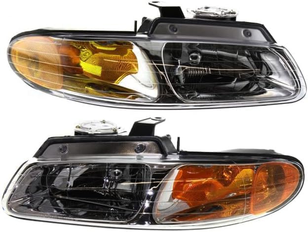 Set Of 2 Front Headlight Assembly Right & Left Side Direct Replacement Compatible With 1996-1999 Dodge Caravan/Chrysler Town & Country/Plymouth Grand Voyager CH2502109 CH2503109