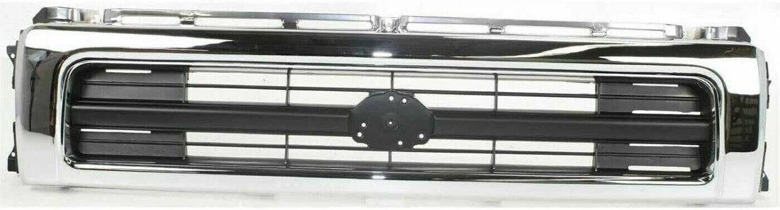 Front Grille Chrome Shell Black Insert + Lower Valance Primed + Head Light Door Bezel Left Driver & Right Passenger Side Direct Replacement Compatible With 1992-1995 Toyota Pickup