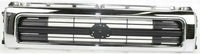 Front Grille Chrome Shell Black Insert + Lower Valance Primed + Head Light Door Bezel Left Driver & Right Passenger Side Direct Replacement Compatible With 1992-1995 Toyota Pickup
