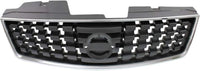 Front Grille Chrome Shell With Painted Dark Silver Black Insert Plastic Direct Replacement Compatible With 2008-2009 Nissan Sentra NI1200248 62070ZE90A