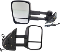 Set Of 2 Front Power Towing Mirror Manual Folding Textured Right & Left Side Direct Replacement Compatible With Chevrolet Silverado/GMC Sierra 1500 2500 HD 3500 HD 2007-13 GM1322113