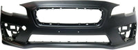Front Bumper Cover Primed Plastic + Lower Center Grille + Fog Lights Cover Left Driver & Right Passenger Side Direct Replacement Compatible With 2015-2017 Subaru WRX