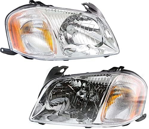 Set Of 2 Front Head Light Assembly Plastic Left Driver & Right Passenger Side Direct Replacement Compatible With 2001-2004 Mazda Tribute MA2502126 MA2503126 EC0151040L EC0251030