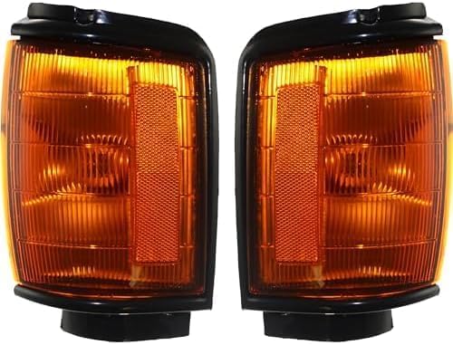 Set Of 2 Front Corner Light Assembly With Black Trim Left Driver & Right Passenger Side Direct Replacement Compatible With 1984-1986 Toyota 4Runner TO2521158 TO2520158