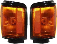 Set Of 2 Front Corner Light Assembly With Black Trim Left Driver & Right Passenger Side Direct Replacement Compatible With 1984-1986 Toyota 4Runner TO2521158 TO2520158