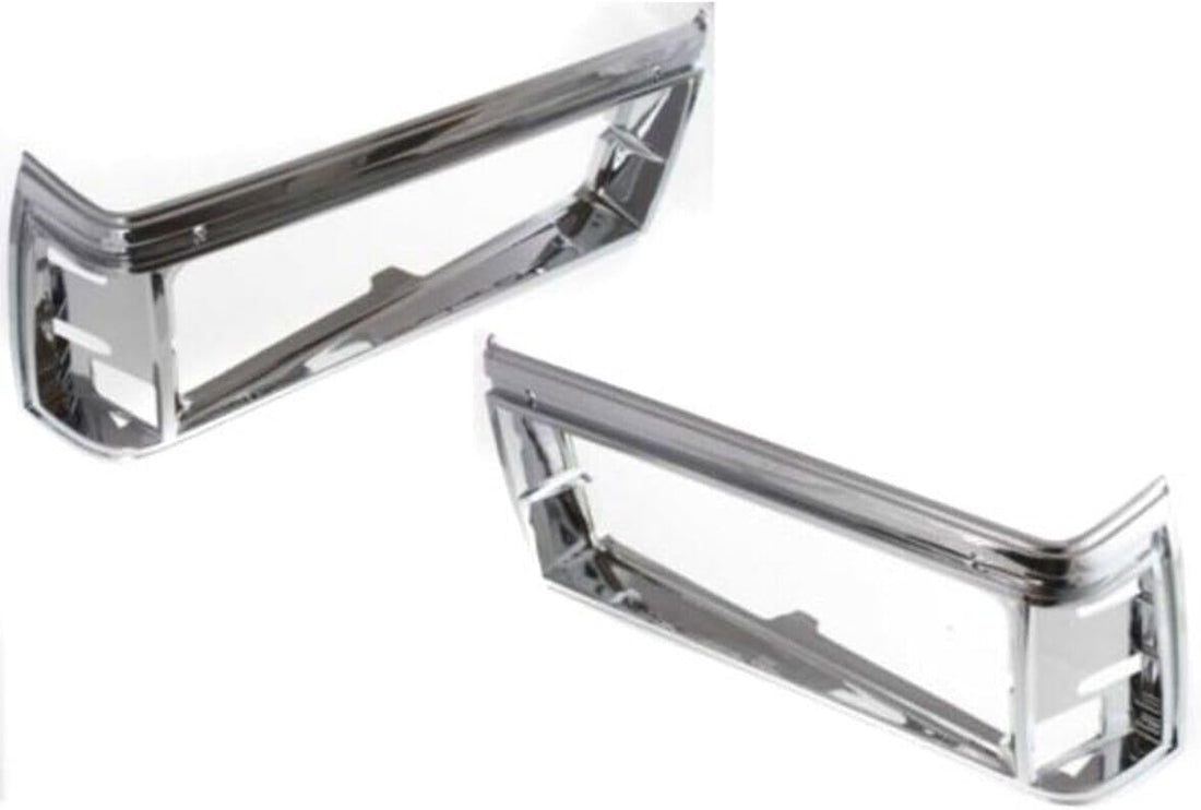 Set Of 2 Front Head Light Door Bezels Left Driver & Right Passenger Side Direct Replacement Compatible With 1981-1985 Chevrolet Caprice / 1987-1989 Pontiac Safari GM2512102