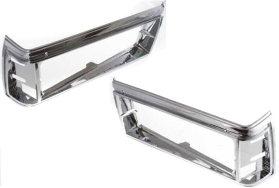 Set Of 2 Front Head Light Door Bezels Left Driver & Right Passenger Side Direct Replacement Compatible With 1981-1985 Chevrolet Caprice / 1987-1989 Pontiac Safari GM2512102