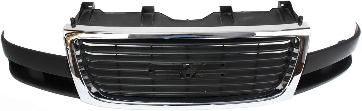 Front Grille Chrome Shell/Painted Black Insert Direct Replacement Compatible With 2003-2023 GMC Savana 1500 2500 3500 GM1200532 84689071